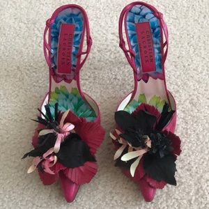 Christian Lacroix magenta leather sandals